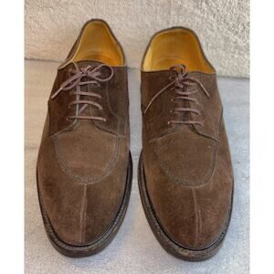 JM Weston 598 Demi-Chasse Split Toe Derby Brown Suede Shoes Men 7.5 D